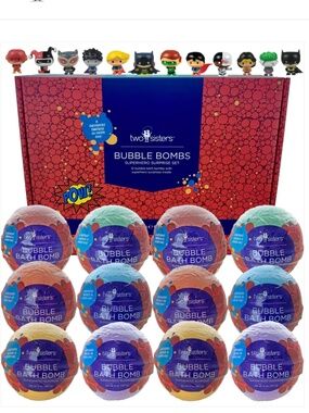 TWO SISTERS SPA SUPERHERO SURPRISE BUBBLE BATH BOMBS SET OF 12